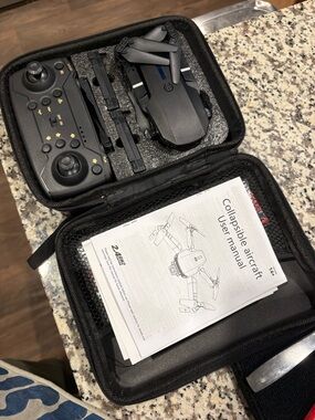 Compact Foldable Drone with Controller - Black